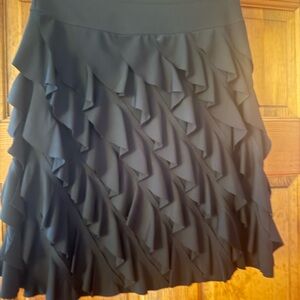 INC International Concepts Black Knee-Length Skater Skirt